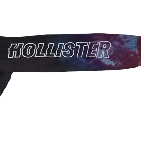 Hollister Men Large‎ Black Tie-Dye Long Sleeve Crew-Neck Graphic Logo Tee Shirt - Picture 5 of 11